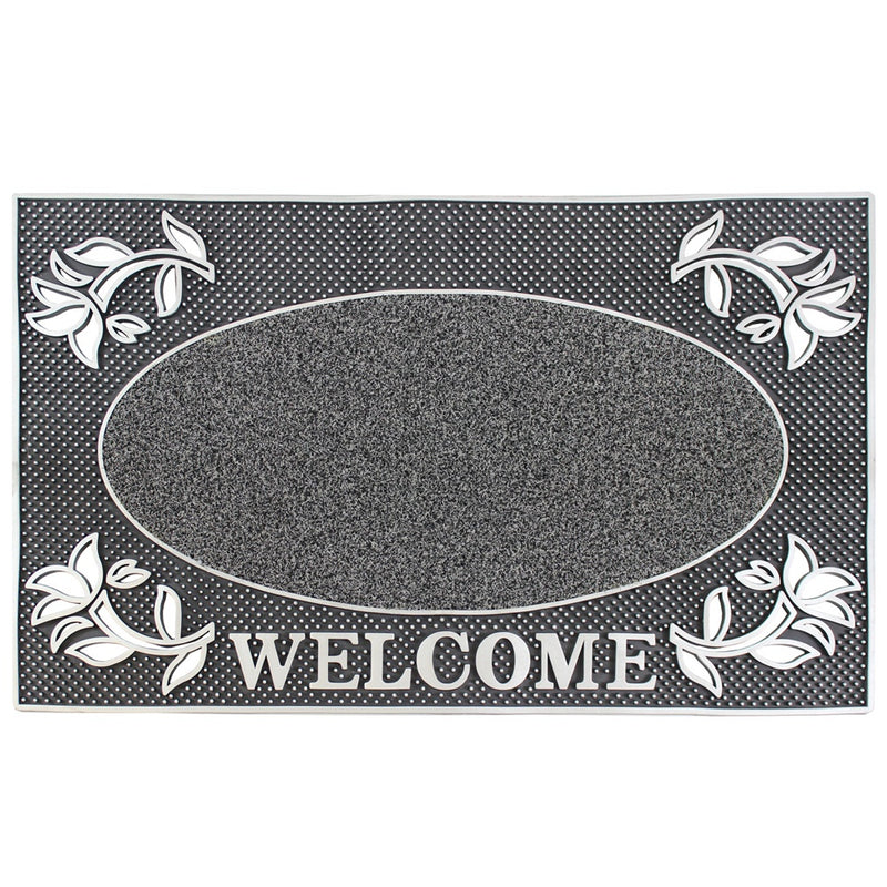 JVL Welcome Pin Scraper Mat 45x75cm Silver