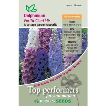Kings Seeds Delphinium, Pacific Giant Mix (PM E)
