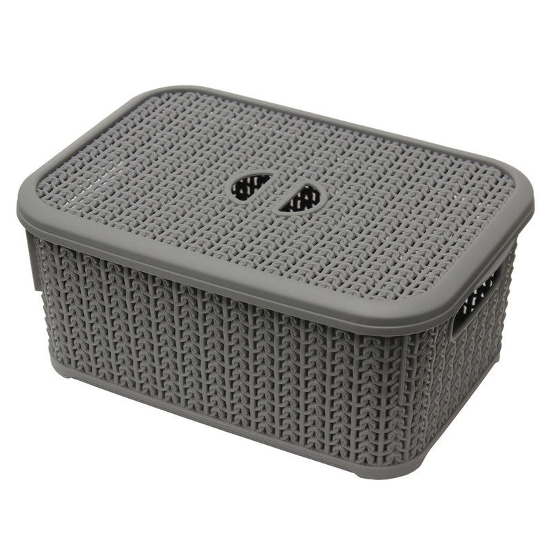 Jvl Loop Rectangular Basket + Lid 6L Grey