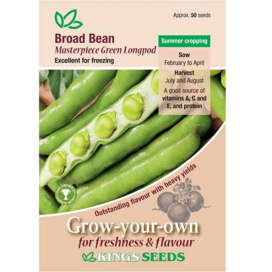 Kings Seeds Broad Bean, Masterpiece Green (PM F )