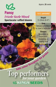 Kings Seeds Pansy, Frizzle Sizzle Mixed (PM F)