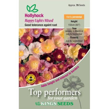 Kings Seeds Hollyhock, Happy Lights Mixed (PM D )