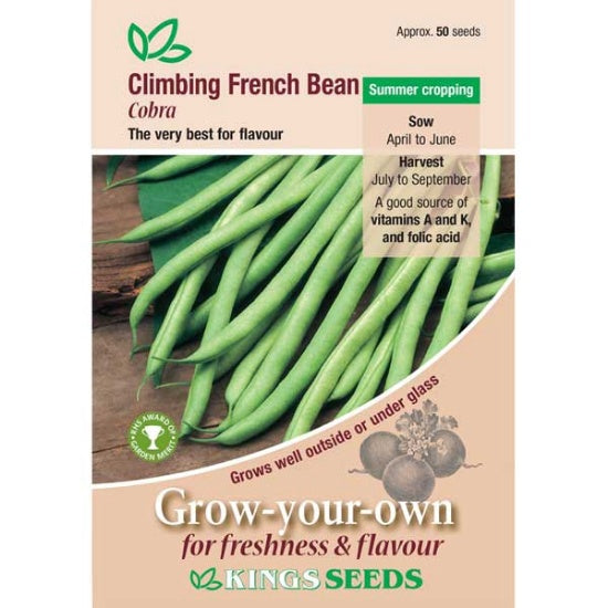 Kings Seeds Climbing French Bean, Cobra (PM F )
