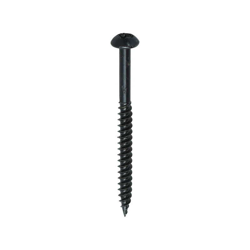 TIMCO Twin-Threaded Round Head Black Woodscrews — Box