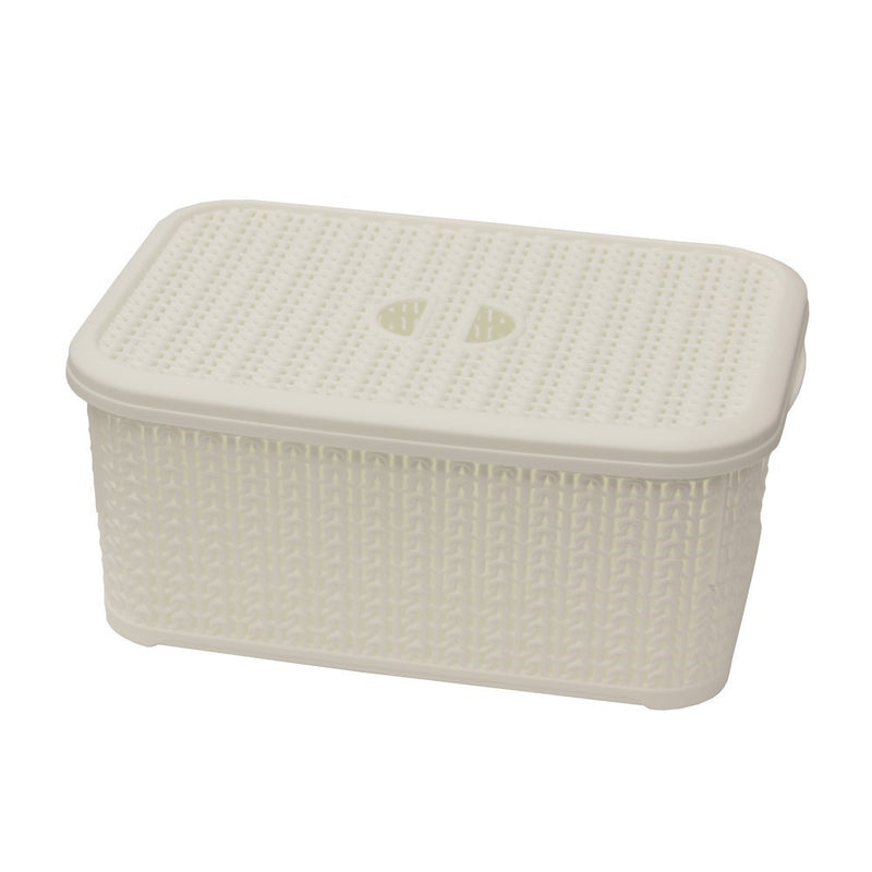 Jvl Loop Rectangular Basket + Lid 6L White