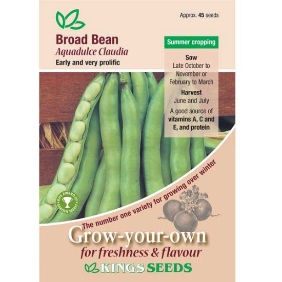 Kings Seeds Broad Bean, Aquadulce Claudia (PM F )