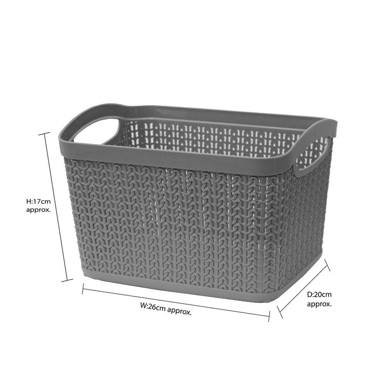 Jvl Loop Rectangular Basket 6.6L Grey