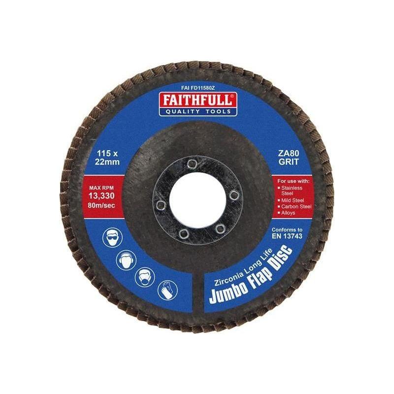 Faithfull Zirconia Abrasive Jumbo Flap Disc ZA80 115mm Faithfull - RockBottom Northampton