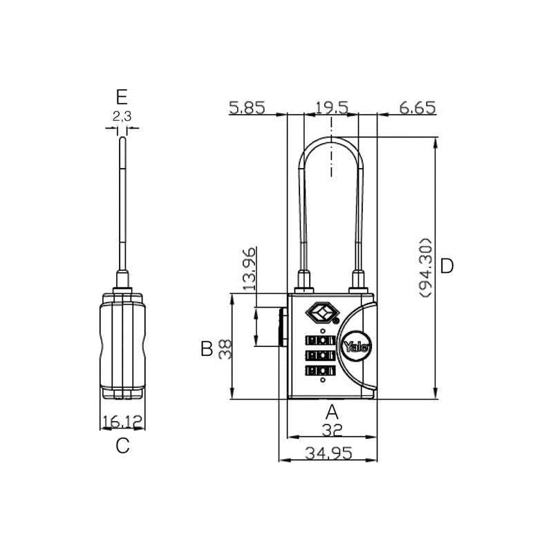 Yale Locks TSA Soft Shackle Padlock 32mm Yale Locks - RockBottom Northampton