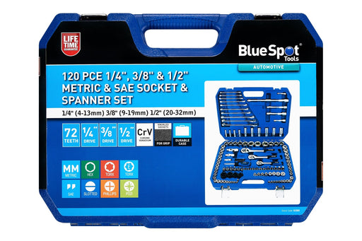 Blue Spot Tools 120 PCE 1/4", 3/8" & 1/2" Socket Set