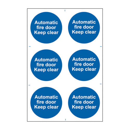 Automatic fire door Keep clear - Self Adhesive PP (200 x 300mm)