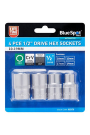 Blue Spot Tools 4 PCE 1/2" Drive Sockets 10-19mm