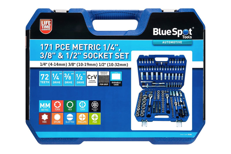 Blue Spot Tools 171 PCE 1/4", 3/8" & 1/2" Socket Set