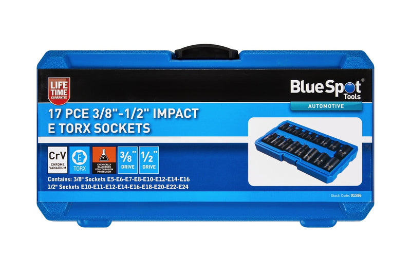 Blue Spot Tools 17 PCE 3/8"-1/2" Impact E Sockets (E5-E24)