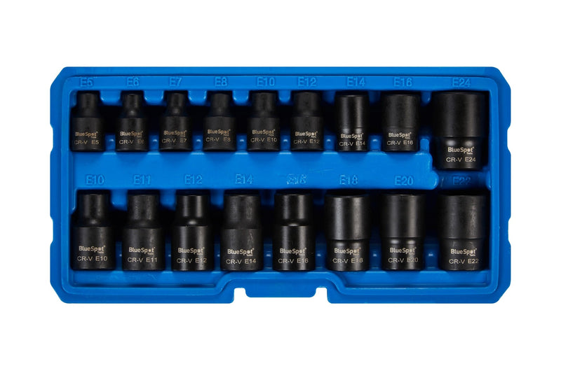 Blue Spot Tools 17 PCE 3/8"-1/2" Impact E Sockets (E5-E24)