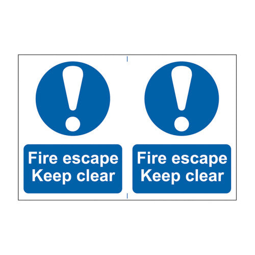 Fire escape Keep clear - Self Adhesive PP (300 x 200mm) - Min Order 2