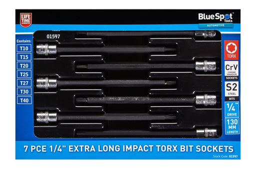 Blue Spot Tools 7 PCE 1/4" Extra Long Impact Torx Bit Sockets
