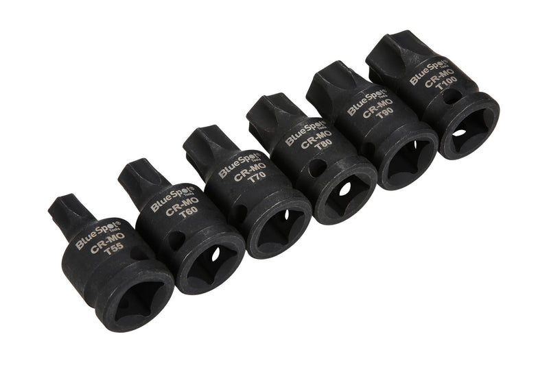 Blue Spot Tools 6 PCE 1/2" Impact Torx Bits T55-T100