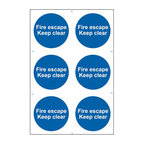 Fire escape Keep clear - Self Adhesive PP (200 x 300mm)