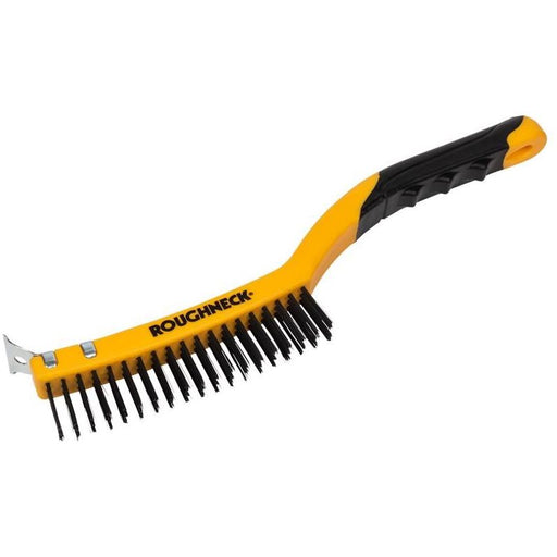 Roughneck Carbon Steel Wire Brush Soft Grip with Scraper 355mm (14in) - 3 Row Roughneck - RockBottom Nothampton