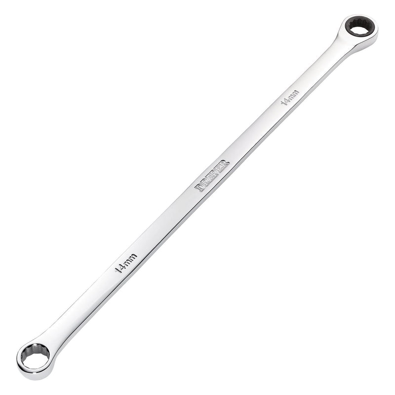 Draper Draper HI-TORQ Metric Extra-Long Double Ring Ratchet Spanner, 14mm Draper - Town Tools