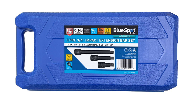 Blue Spot Tools 3/4" Drive Impact Extension Bar Set 4-6-10"