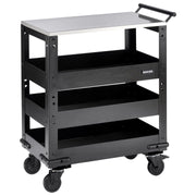 Bunker 3 Tier Trolley with Pull Handle and Stainless Steel Worktop, 714mm Draper - Town Tools