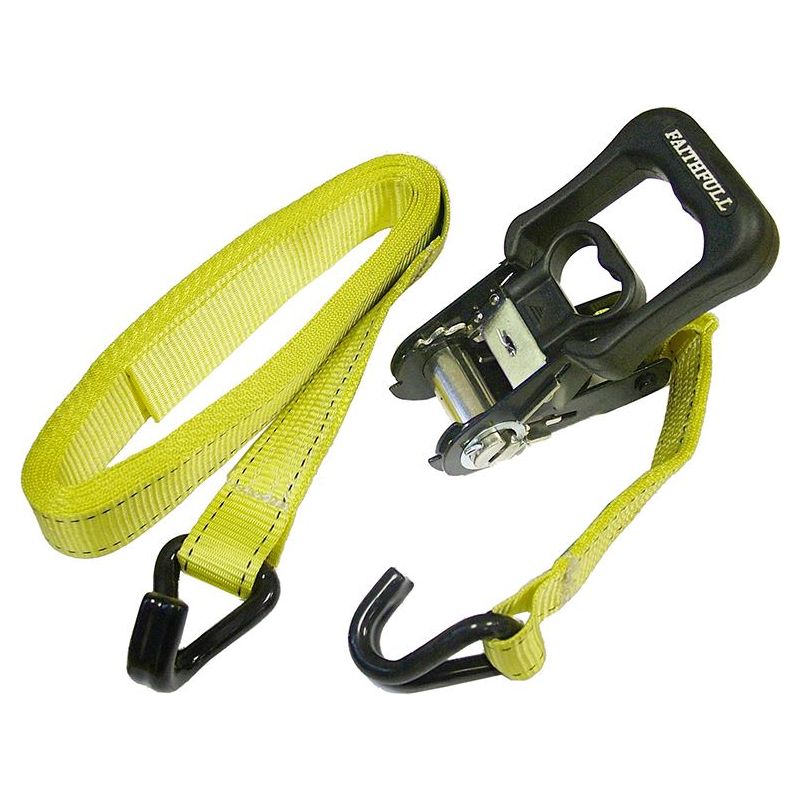 Faithfull Ratchet Tie-Downs J-Hook 5m x 32mm Breaking Strain 1320kg/daN 2 Piece Faithfull - RockBottom Northampton
