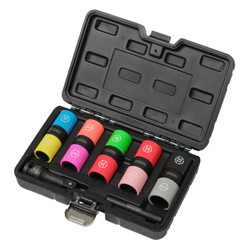 Draper 02744 Double Ended Wheel Nut Socket Set, 1/2" Sq. Dr. (7 Piece)