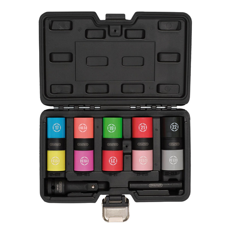 Draper 02744 Double Ended Wheel Nut Socket Set, 1/2" Sq. Dr. (7 Piece)