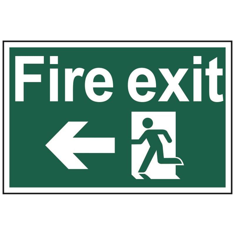 Scan Fire Exit Running Man Arrow Left - PVC Sign 300 x 200mm Scan - RockBottom Nothampton