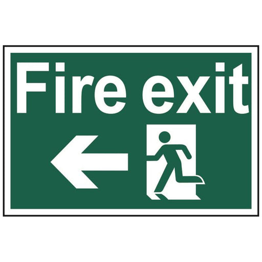 Scan Fire Exit Running Man Arrow Left - PVC Sign 300 x 200mm Scan - RockBottom Nothampton