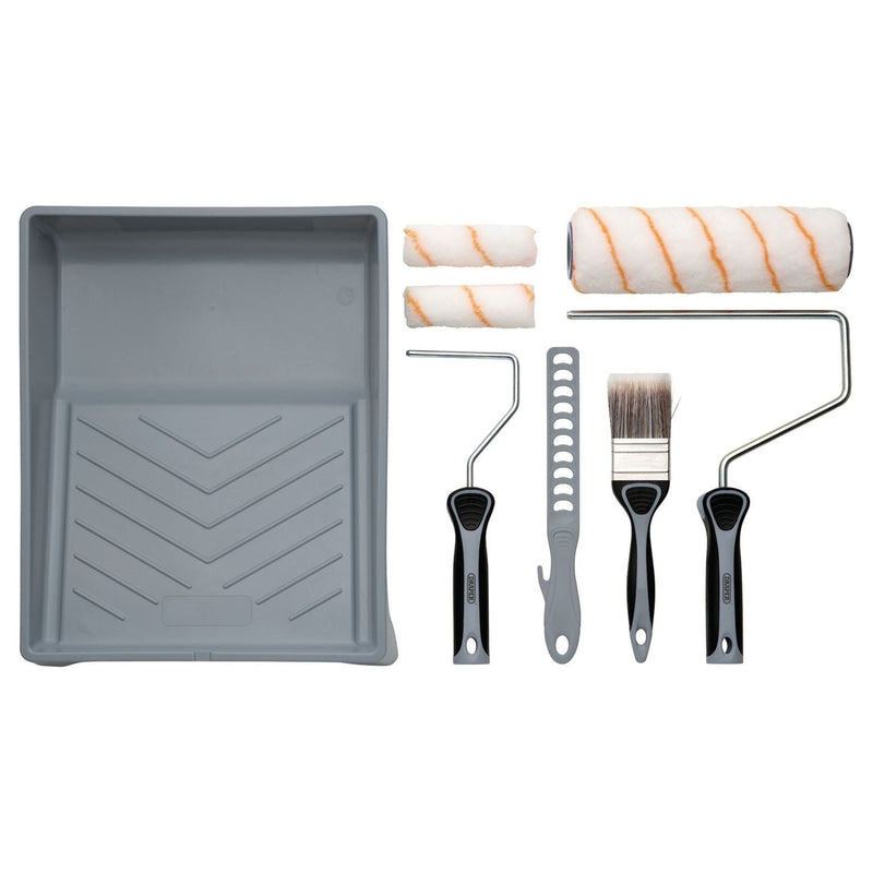 Draper Medium Pile Polyester Paint Roller and Brush Set with Soft Grip (8 Piece) Draper - Town Tools