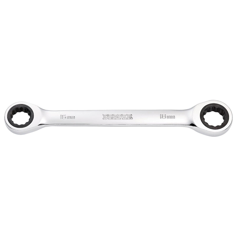 Draper Draper HI-TORQ Metric Double Ratchet Ring Spanner, 16 x 18mm Draper - Town Tools