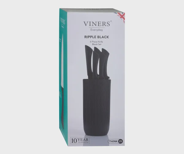 VIN EVERYDAY BLACK RIPPLE 5PC KNIFE BLOCK