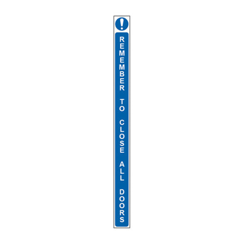 ‘Remember To Close All Doors’ Sign, Self-Adhesive Vinyl Door Strip (34mm x 450mm)