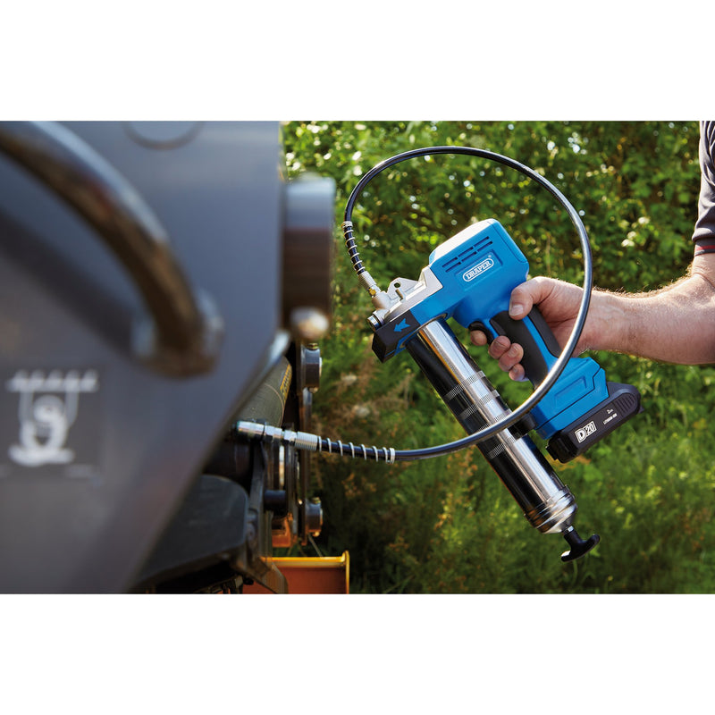 Draper 03359 D20 20V Grease Gun Kit, 1 x 2.0Ah Battery, 1 x Charger (3 Piece)