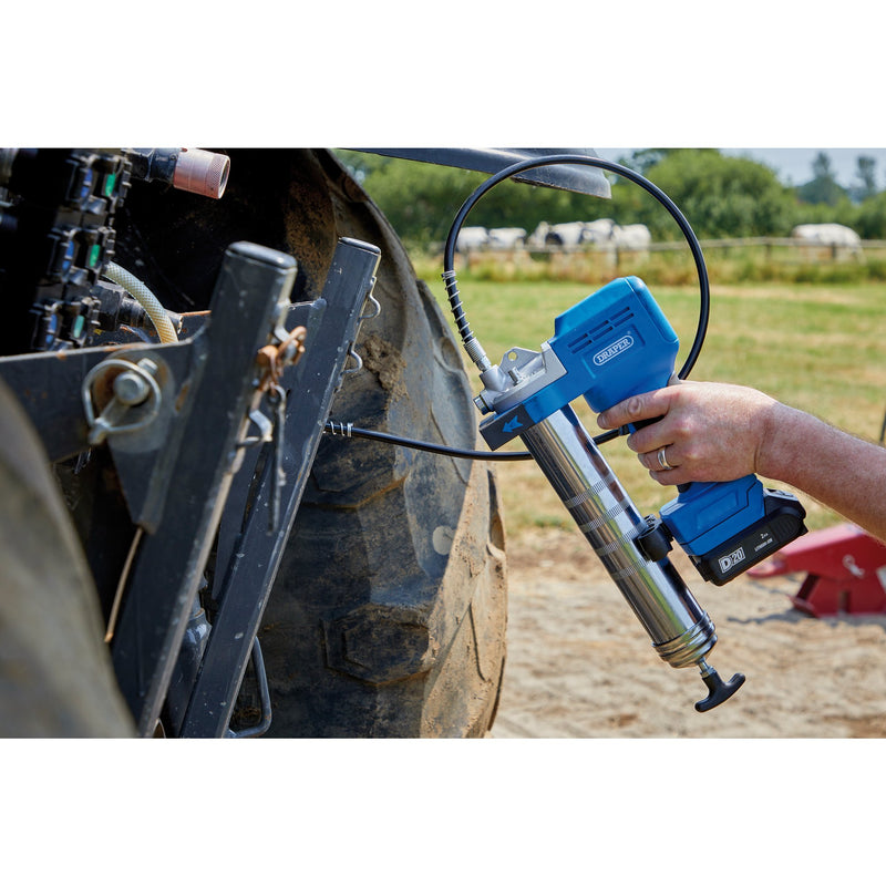 Draper 03359 D20 20V Grease Gun Kit, 1 x 2.0Ah Battery, 1 x Charger (3 Piece)