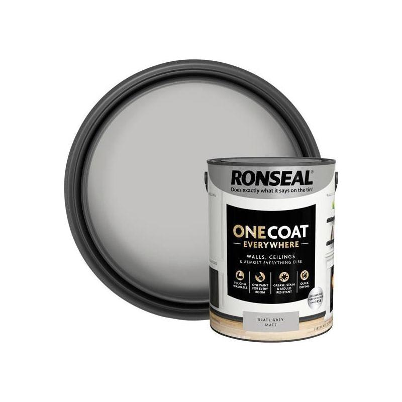 Ronseal One Coat Everywhere Interior Slate Grey Matt 5 litre Ronseal - RockBottom Nothampton