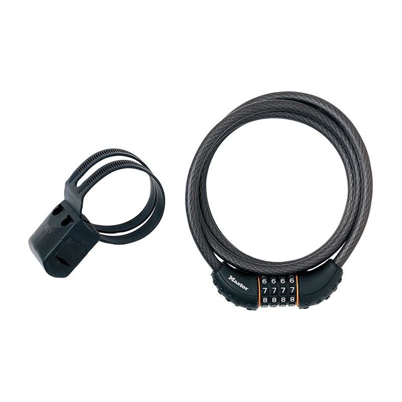 Master Lock Black Braided Steel Combination Cable 1.8m x 10mm Master Lock - RockBottom Northampton