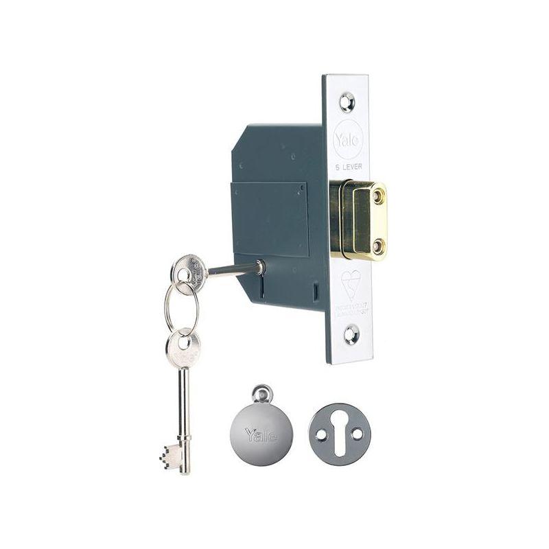 Yale Locks PM562 Hi-Security BS 5 Lever Mortice Deadlock 68mm 2.5in Polished Chrome Yale Locks - RockBottom Northampton