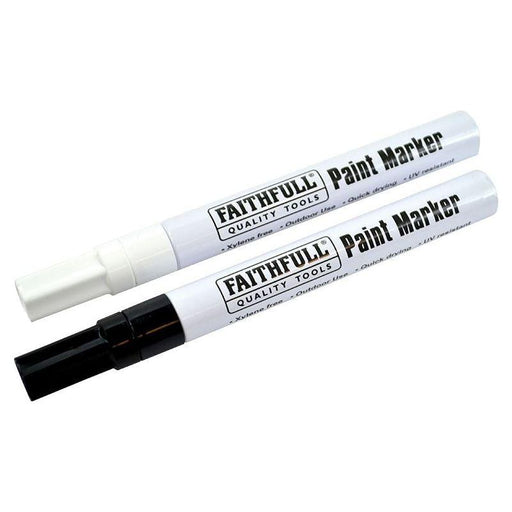 Faithfull Paint Marker Pen Black & White (Pack 2) Faithfull - RockBottom Northampton