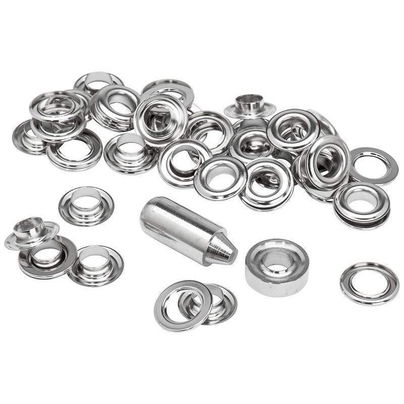 Rapid Eyelets 12 x 23mm (25) + Metal 2 Piece Anvil Rapid - RockBottom Nothampton