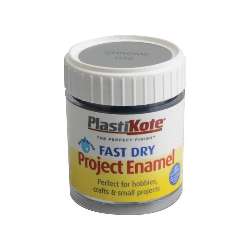 Plastikote Fast Dry Enamel Paint B35 Bottle Chrome 59ml PlastiKote - RockBottom Nothampton