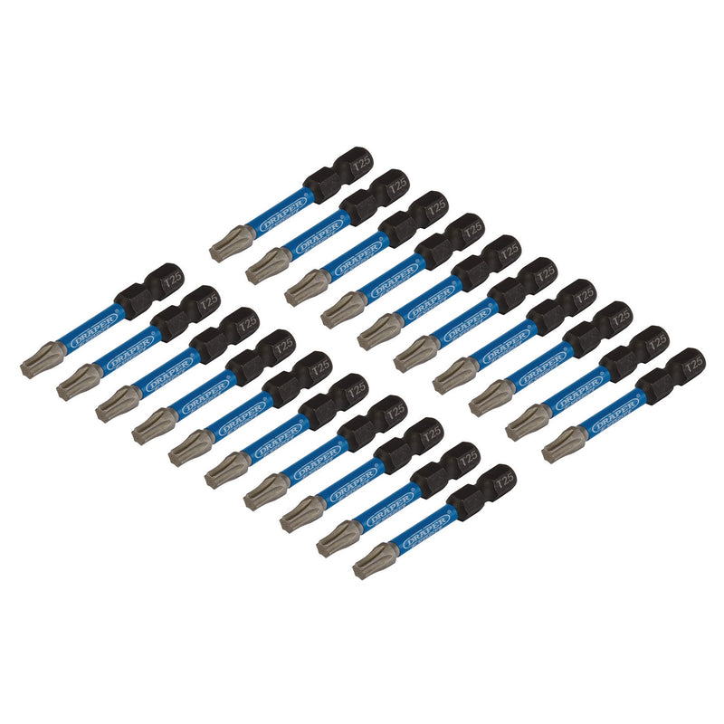Draper 05699 Draper Expert TX-STAR® Impact Screwdriver Bits, T25 x 50mm, 1/4" Hex (Pack of 20)