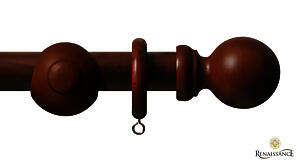 28mm Wooden Curtain Pole Set 240cm Walnut with Ball Finials
