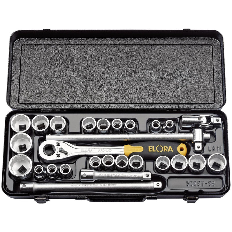 Draper Elora Metric and Imperial Socket Set, 1/2" Sq. Dr. (28 Piece) 50650 Draper - Town Tools 