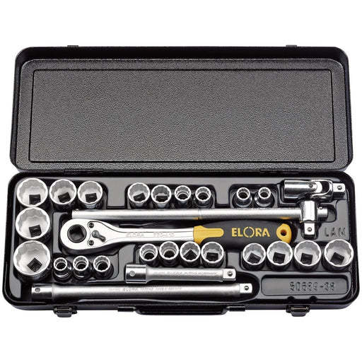 Draper Elora Metric and Imperial Socket Set, 1/2" Sq. Dr. (28 Piece) 50650 Draper - Town Tools 