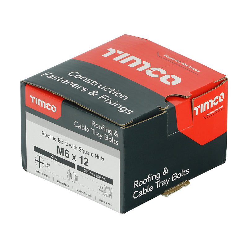 TIMCO Roofing Bolts & Square Nuts Silver - M5 x 12