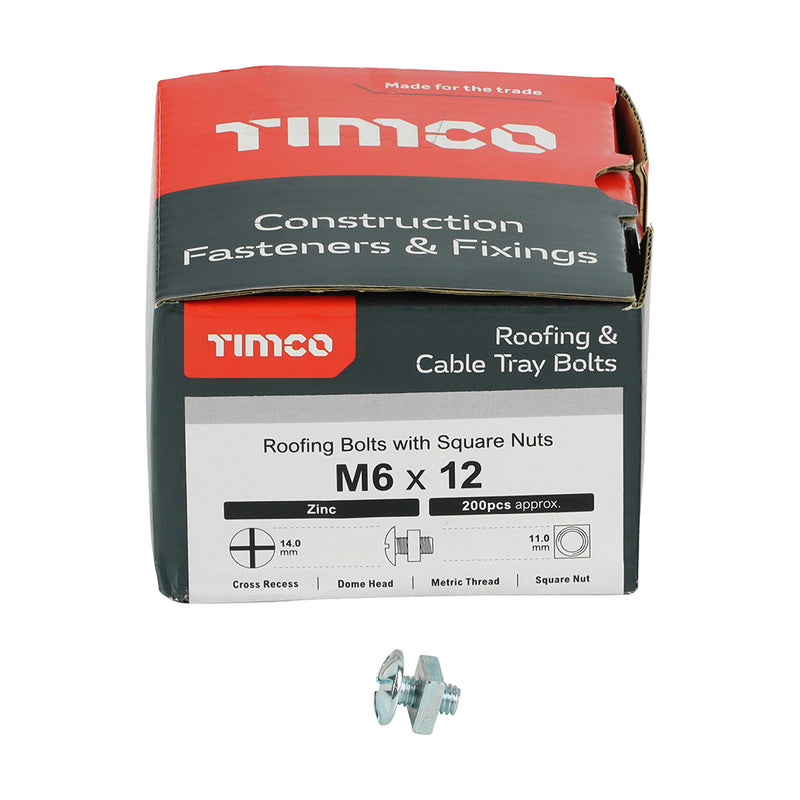 TIMCO Roofing Bolts & Square Nuts Silver — Box